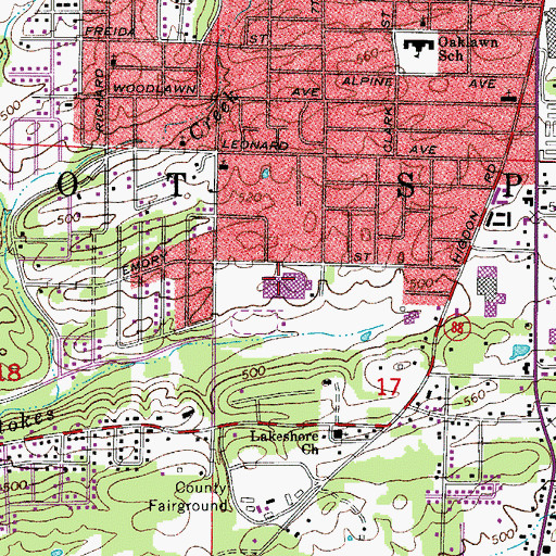 Topographic Map of HOT SPRINGS HIGH SCHOOL, AR