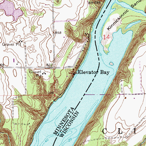 Topographic Map of Elevator Bay, MN