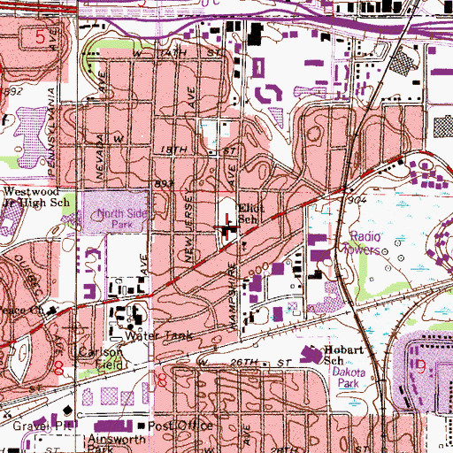 Topographic Map of Eliot School, MN