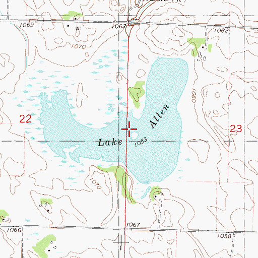 Topographic Map of Lake Allen, MN