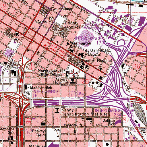 Topographic Map of Elliot Park, MN