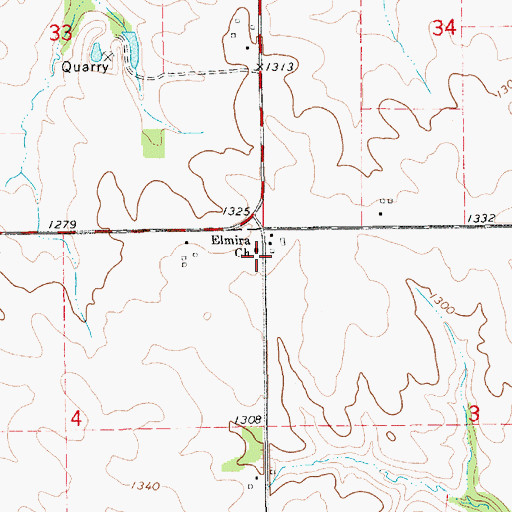 Topographic Map of Elmira Church, MN