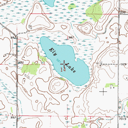 Topographic Map of Ely Lake, MN