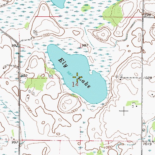 Topographic Map of Ely Lake, MN
