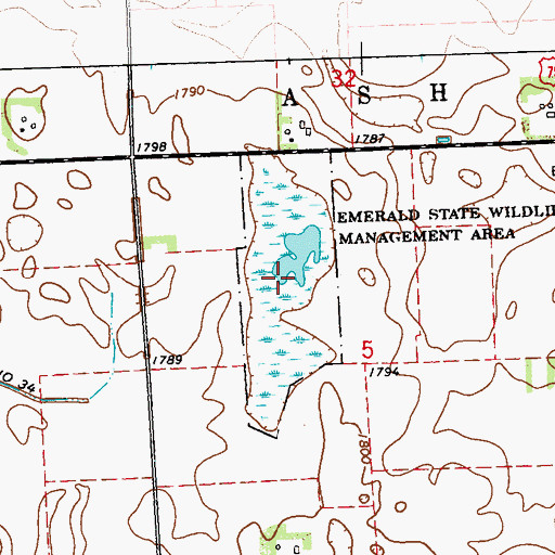 Topographic Map of Emerald State Wildlife Management Area, MN