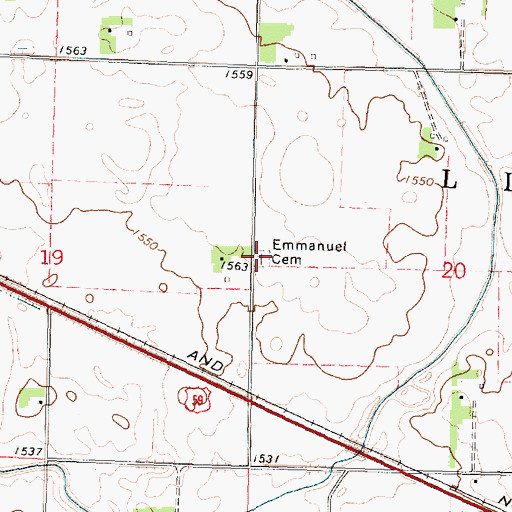 Topographic Map of Emmanuel Cemetery, MN