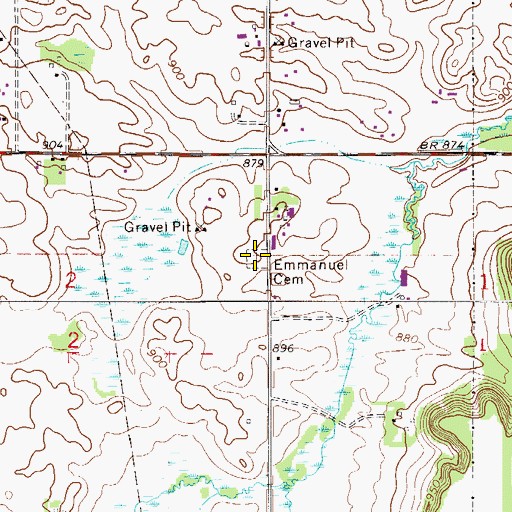 Topographic Map of Emmanuel Cemetery, MN