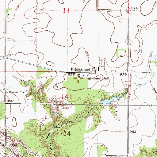 Topographic Map of Emmanuel School, MN