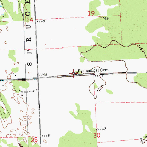 Topographic Map of German Evangelical Cemetery, MN