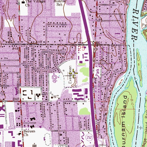 Topographic Map of Evergreen Park, MN