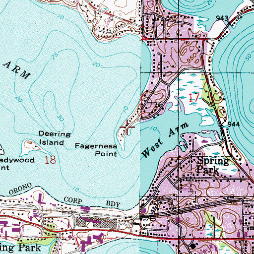 Topographic Map of Fagerness Point, MN