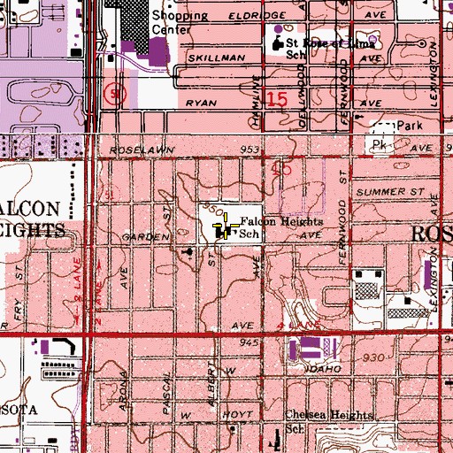 Topographic Map of Falcon Heights Elementary School, MN