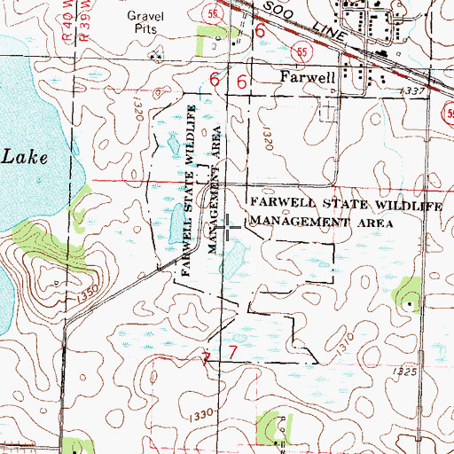 Topographic Map of Farwell State Wildlife Management Area, MN