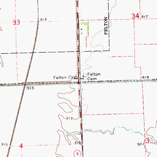 Topographic Map of Felton Cemetery, MN