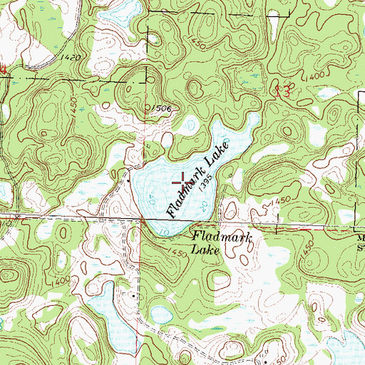 Topographic Map of Fladmark Lake, MN