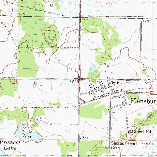 Topographic Map of Flensburg, MN