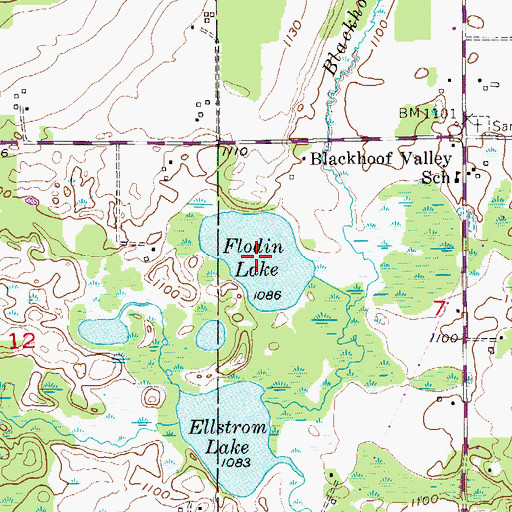 Topographic Map of Flodin Lake, MN