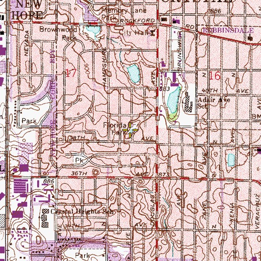 Topographic Map of Florida Park, MN