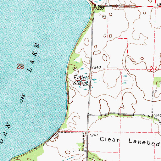 Topographic Map of Follett Slough, MN