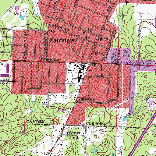 Topographic Map of Fairview High School, AR