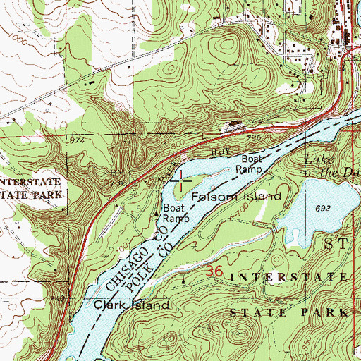 Topographic Map of Folsom Island, MN