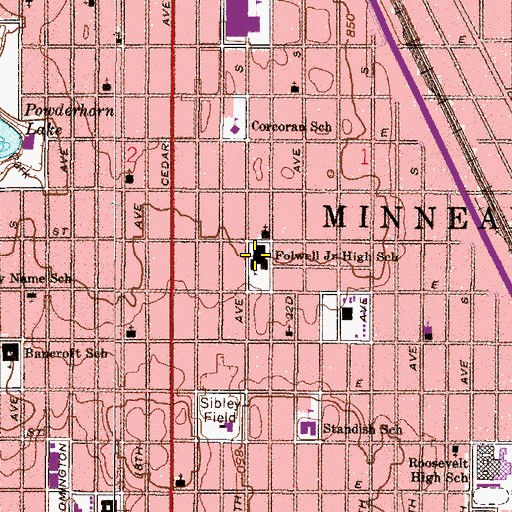 Topographic Map of Folwell Junior High School, MN