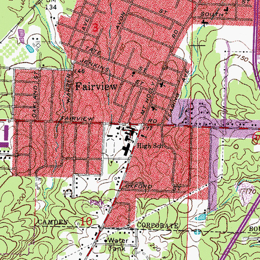 Topographic Map of Fairview Middle School, AR