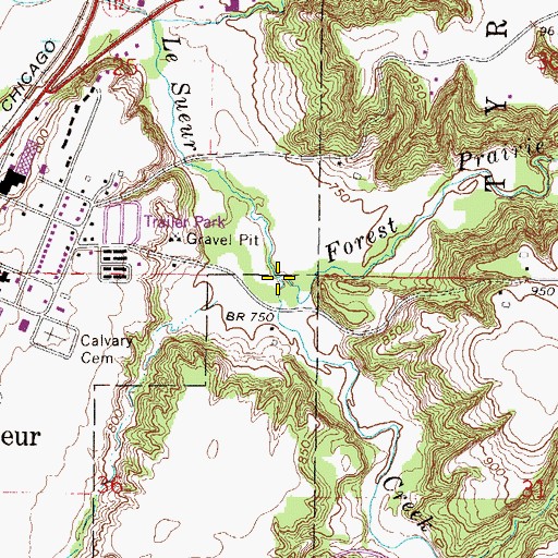 Topographic Map of Forest Prairie Creek, MN