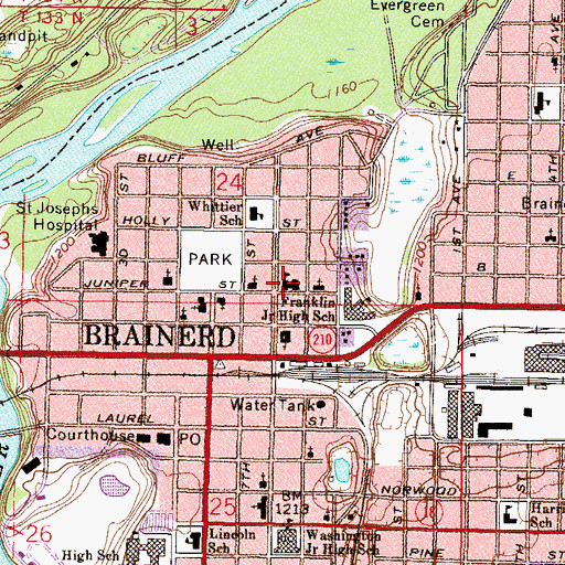 Topographic Map of Franklin Junior High School, MN