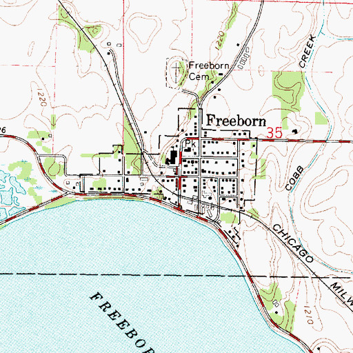 Topographic Map of Freeborn, MN