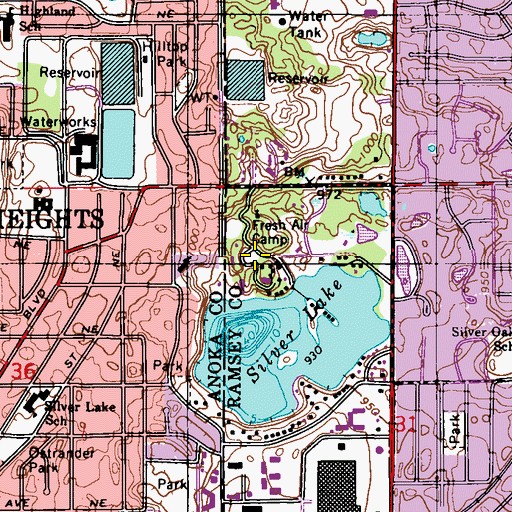 Topographic Map of Fresh Air Camp, MN