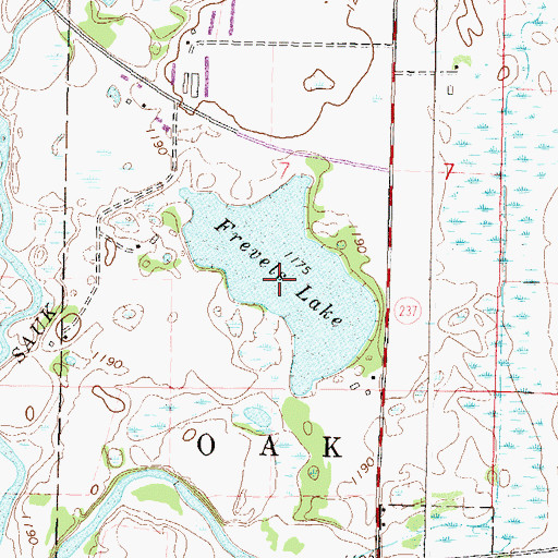 Topographic Map of Frevels Lake, MN