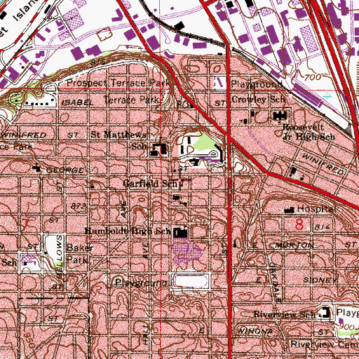 Topographic Map of Garfield School, MN