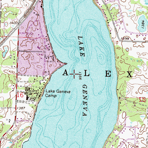 Topographic Map of Lake Geneva, MN