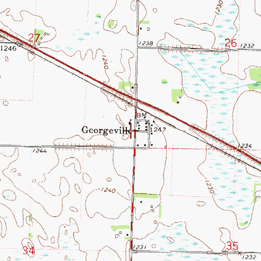 Topographic Map of Georgeville, MN