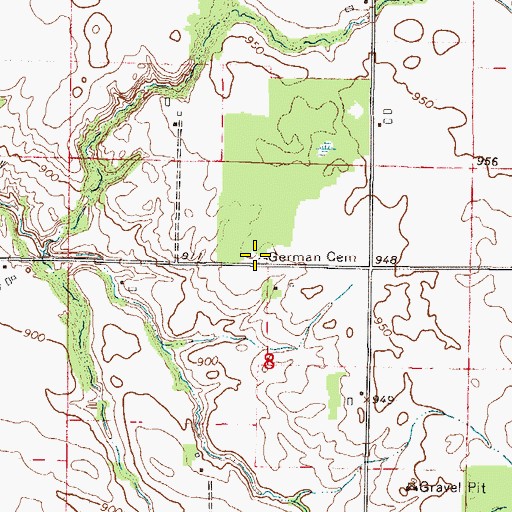 Topographic Map of German Cemetery, MN
