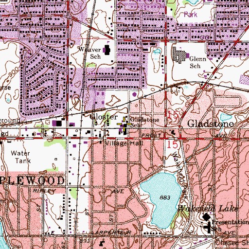 Topographic Map of Gladstone School, MN
