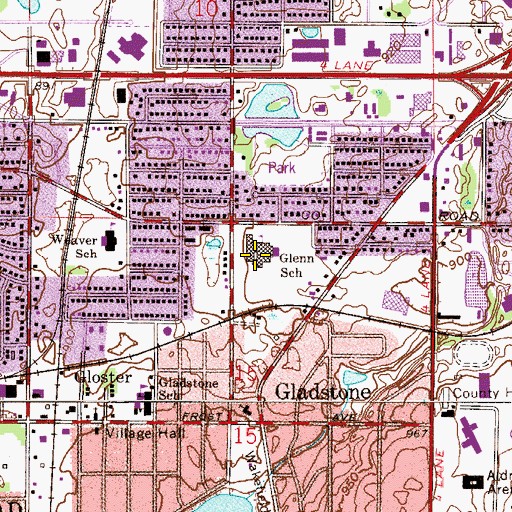 Topographic Map of Glenn School, MN