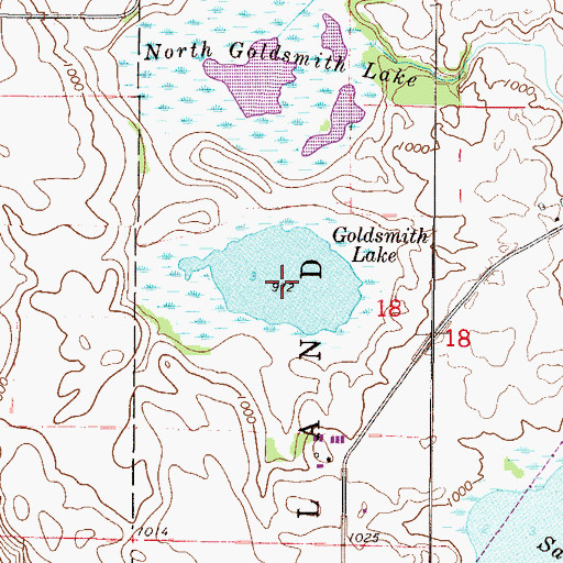 Topographic Map of Goldsmith Lake, MN
