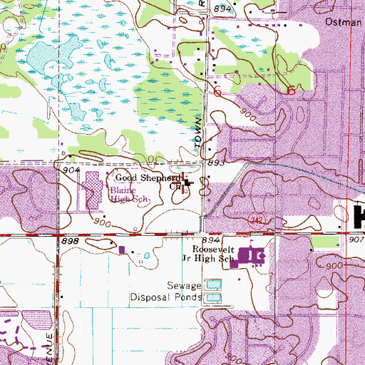 Topographic Map of Good Shepherd Church, MN