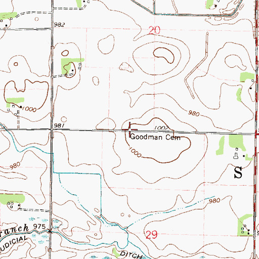 Topographic Map of Goodman Cemetery, MN