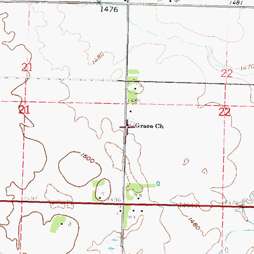 Topographic Map of Grace Church, MN