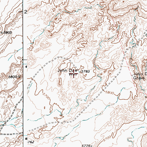 Topographic Map of John Daw Well, AZ
