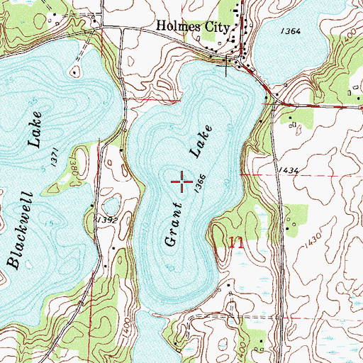 Topographic Map of Grant Lake, MN