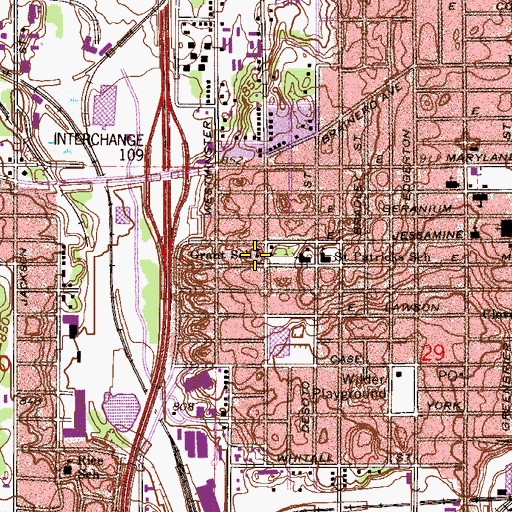 Topographic Map of Grant School, MN