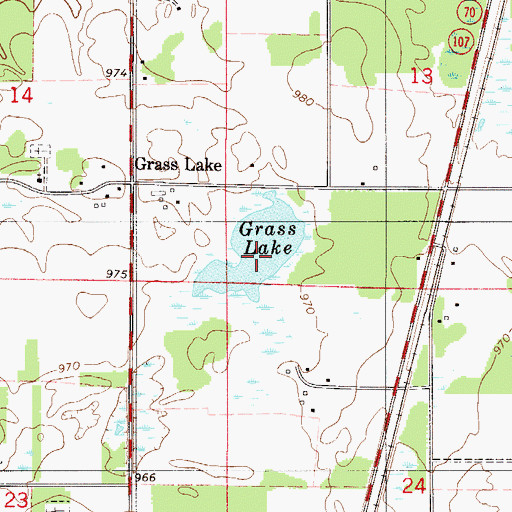 Topographic Map of Grass Lake, MN