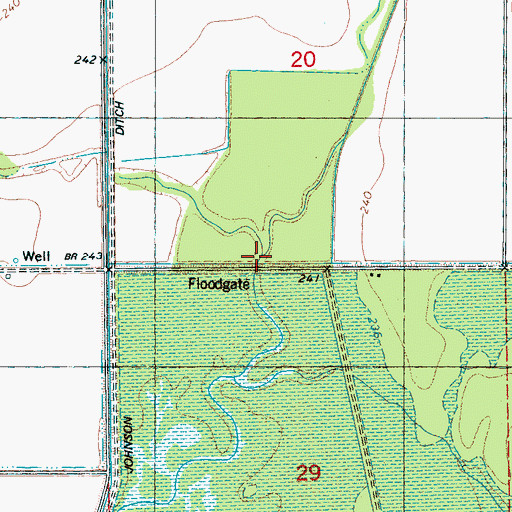 Topographic Map of Coward Slough, AR