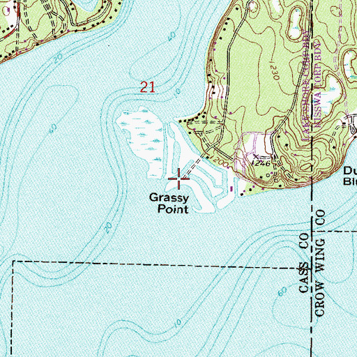 Topographic Map of Grassy Point, MN