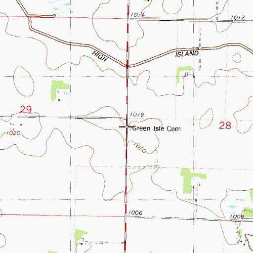 Topographic Map of Green Isle Cemetery, MN