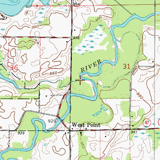 Topographic Map of Green Lake Brook, MN